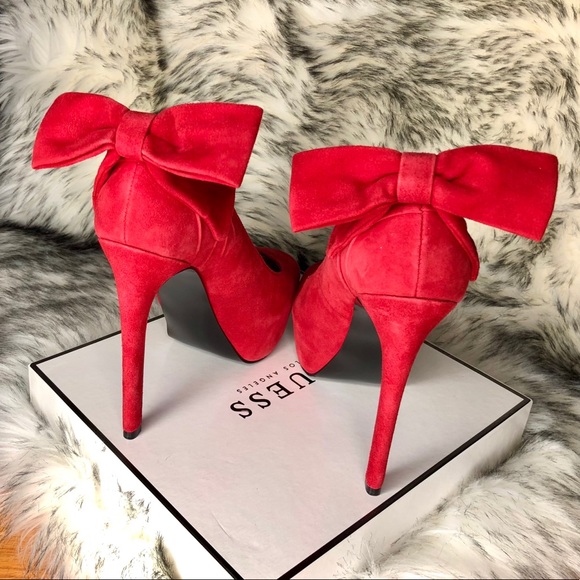 Guess Los Angeles Red Suede Heels - Picture 2 of 9
